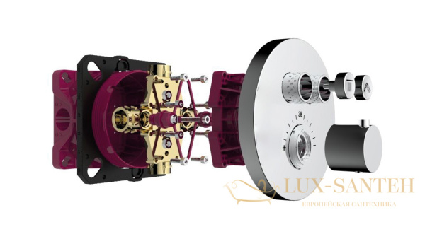 термостат встраиваемый для душа aquame aqm8802cr, на 2 потребителя, хром