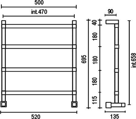 полотенцесушитель водяной margaroli panorama 742 7424704crn, высота 69.5 см, ширина 52 см, хром