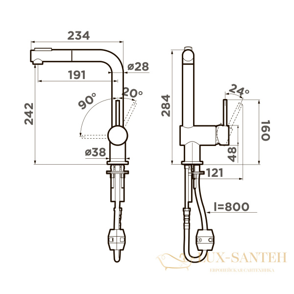 смеситель omoikiri tanigawa-sb-c 4994456 для кухни, хром