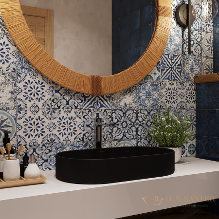 раковина накладная aqueduto espiral, esp0240, овальная 390*600, черный матовый