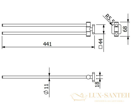 полотенцедержатель двойной поворотный kludi vela s, 2597739, черный матовый