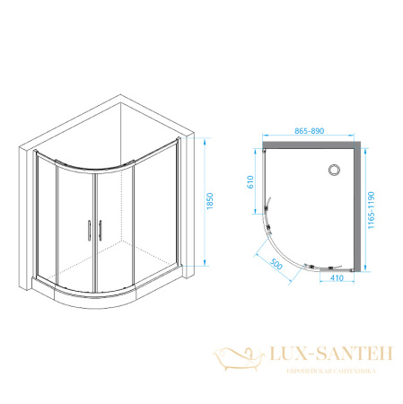 душевой уголок rgw passage 41086192-11 pa-61 120х90, профиль хром, стекло прозрачное