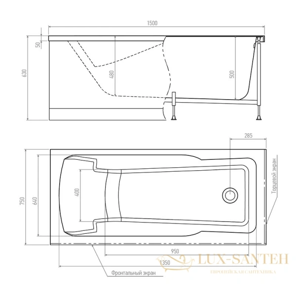 акриловая ванна timo hella hella1575 150x75 см, белый