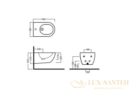 биде подвесное hatria fusion a0y1d925, с креплениями в комплекте, 35.5x54 см, белый матовый