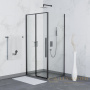 душевой уголок rgw stilvoll 32324284-014 sv-42b 140x80, профиль черный, стекло прозрачное