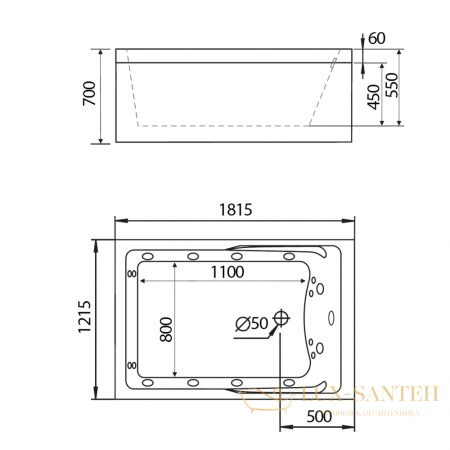 ванна акриловая гидромассажная gemy g9061 b l, белый