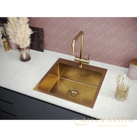 смеситель paulmark wetter we213030-bg для кухни с подключением к фильтру, золотой матовый