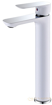 смеситель для раковины, abber weiss insel af8011w, белый-хром