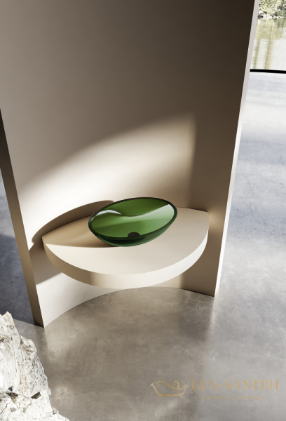 раковина накладная прозрачная abber kristall at2802emerald, 50х35 см,зеленый