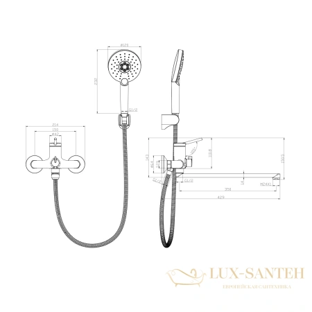 смеситель lemark minima lm3851c универсальный с плоским поворотным изливом 350 мм, хром
