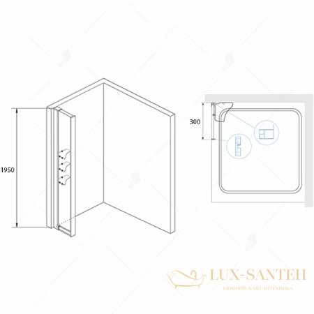 душевая стенка rgw 03064230-11 z-42 30, профиль хром, стекло прозрачное
