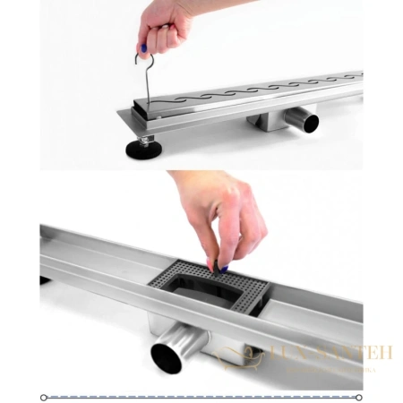 душевой канал rea greek rea-g0111 900 мм, матовый хром