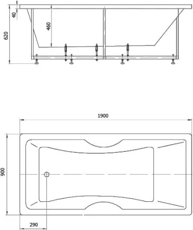 акриловая ванна aquatek феникс 190x90 fen190-0000078 с фронтальным экраном (слив слева)
