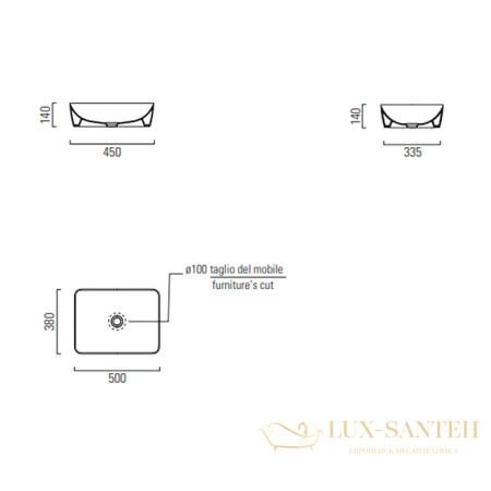 раковина-чаша gsi nubes 903711 50 см, белый