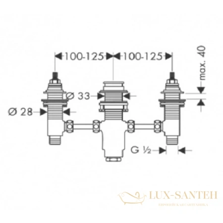 скрытая часть смесителя hansgrohe на край ванны на 3 отверстия 13233180