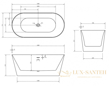 ванна акриловая свободностоящая abber ab9222-1.5, белый глянцевый