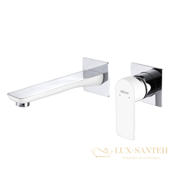 смеситель для раковины встроенный, abber weiss insel af8082w, белый-хром