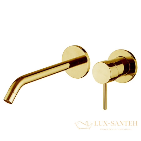 смеситель для раковины встраиваемый fima carlo frattini spillo up f3051wx8os, с донным клапаном, золото брашированное