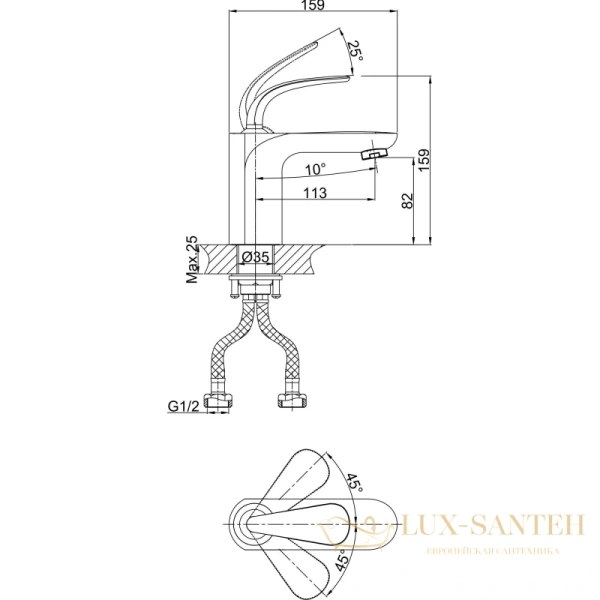 смеситель для раковины d&k venice.gondola da1022141, хром