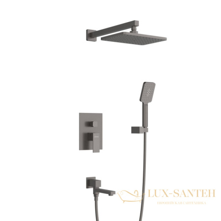 душевая система встраиваемая для ванны cezares slider-vdset-gm, со встроенной частью, оружейная сталь брашированная