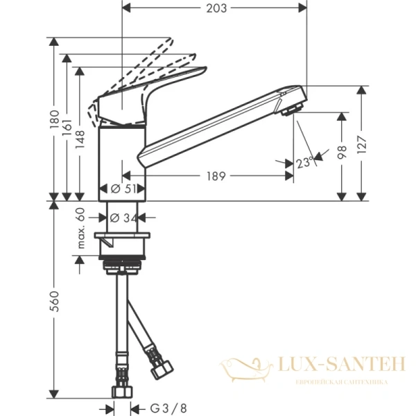 смеситель для кухни hansgrohe focus m43 71818800 сталь