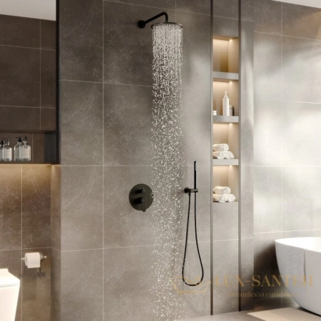 душевой комплект berges nardis 2r 071004 230 мм, черный матовый