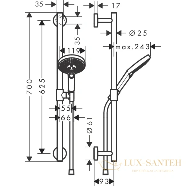душевой гарнитур hansgrohe raindance select s 26320000 хром