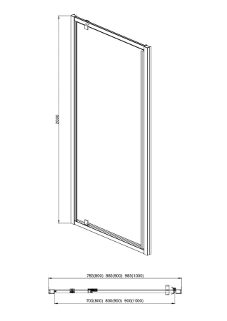 душевая дверь aquatek aqnaa6211-90, распашная 900x2000, хром