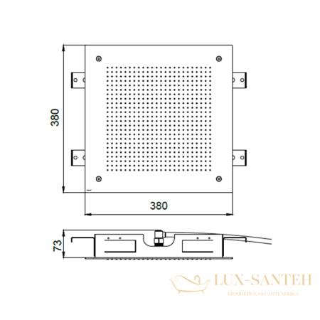 верхний душ потолочный 380х380 мм, almar velvet e044279.ms, нержавеющая сталь полированная