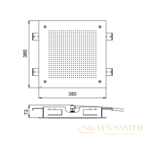 верхний душ потолочный 380х380 мм, almar velvet e044279.bs, нержавеющая сталь брашированная