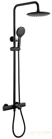 душевая стойка abber thermostat af8516b с термостатом и изливом, черная матовая