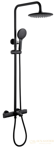 душевая стойка abber thermostat af8516b с термостатом и изливом, черная матовая