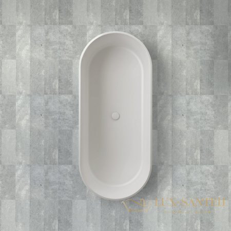 ванна свободностоящая из искусственного камня abber stein as9607, 170х75х55h см, белый матовый 