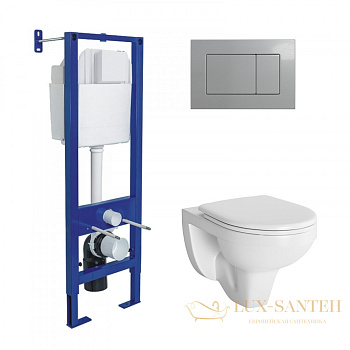 комплект berges 043341: подвесной унитаз gamma с системой инсталляции atom 410 и панелью смыва, хром матовый