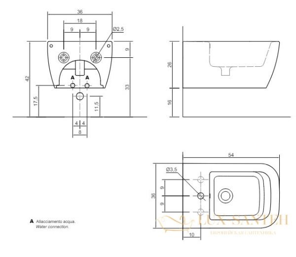 биде подвесное antonio lupi komodo, komodo2c nero, 540х360х260h мм, с 1 отверстием для смесителя, черный матовый goffrata