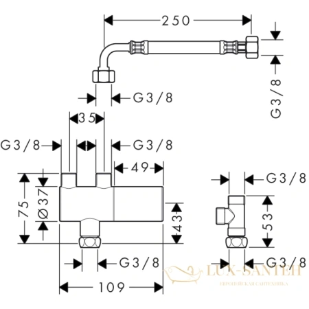 термостат для предварительно смешанной воды hansgrohe ecostat 15346000