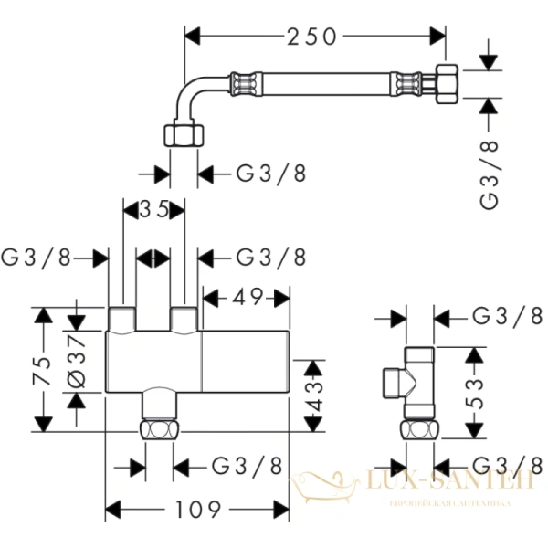 термостат для предварительно смешанной воды hansgrohe ecostat 15346000