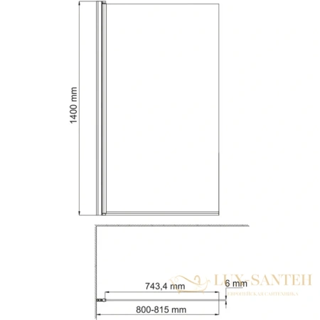 шторка wasserkraft berkel 48p01-80white для ванны 80 см 