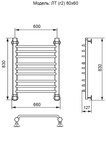 полотенцесушитель ника trapezium лт (г2) 80/60, цвет хром