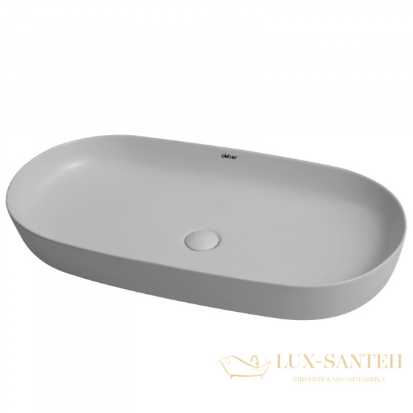раковина накладная abber bequem ac2110mlg, 80х40 см, серый матовый