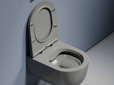 унитаз подвесной ceramica nova modena cn6063mh безободковый, с сиденьем микролифт, антрацит матовый