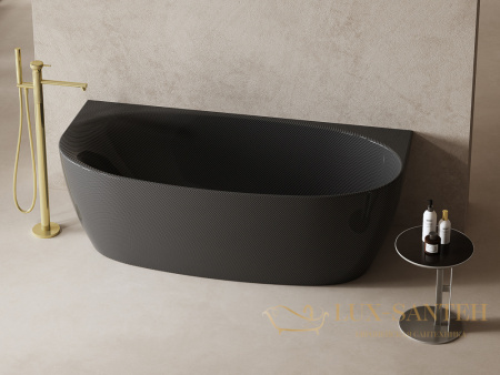 ванна пристенная из карбона abber karbon ak9004, 170х80х55h см, черный глянцевый