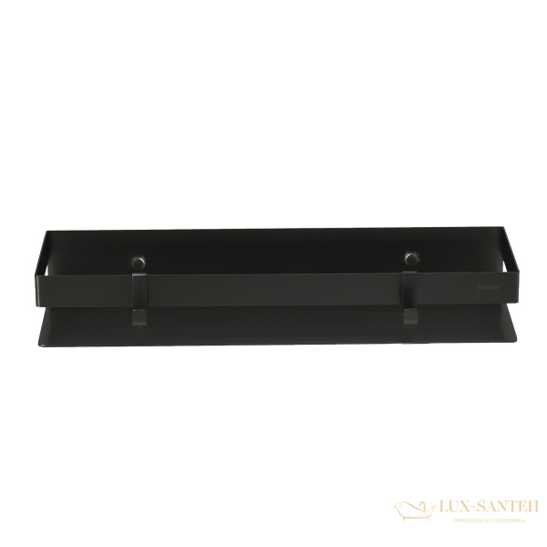 полка для душа lemark shelf line 9772053, 400 мм с крючками, черная матовая