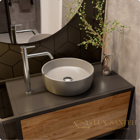 раковина накладная aquame aqm5012mfg, 355 мм, светло-серый матовый