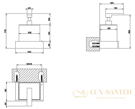 дозатор gessi rettangolo 20813.031, хром/белый