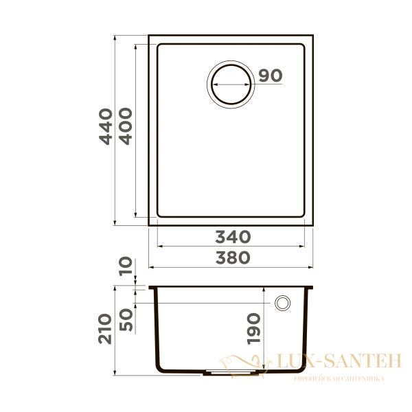 кухонная мойка omoikiri bosen 38-u-sa tetogranit х бежевый, 4993159