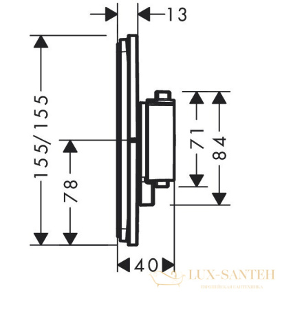 термостат для душа встраиваемый hansgrohe showerselect comfort q, 15588000, хром