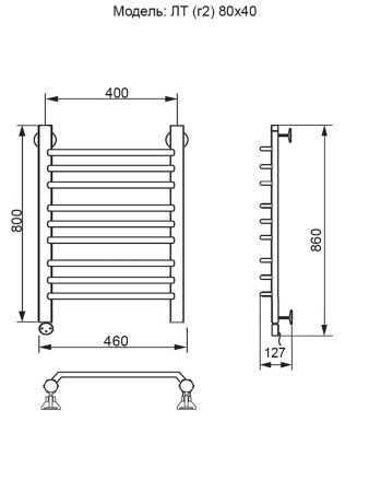 полотенцесушитель электрический ника trapezium лт (г2) 80/40 левый тэн, цвет хром