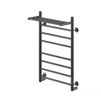 полотенцесушитель электрический кабельный ника way-2 80/50 с полкой ral9005 черный матовый u