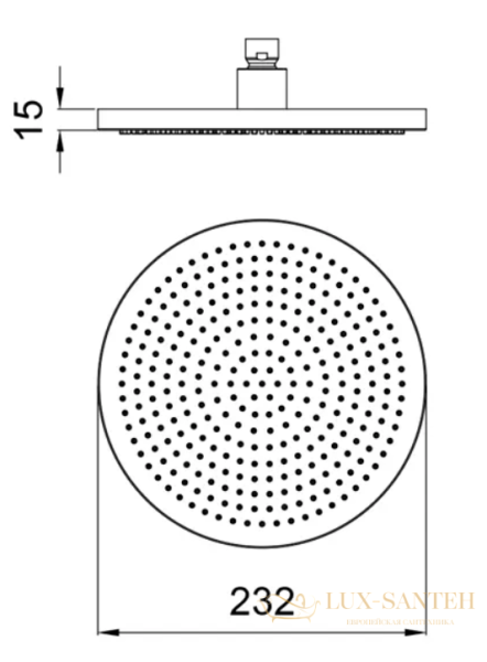верхний душ 232 мм, almar 316 collection, e044290.316, без кронштейна, нержавеющая сталь брашированная